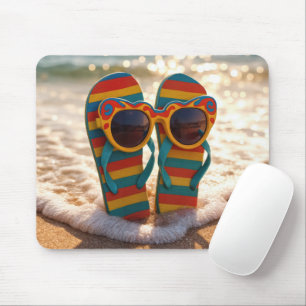 Funktionale Sonnenbrille auf Flip-Flops in der Bra Mousepad