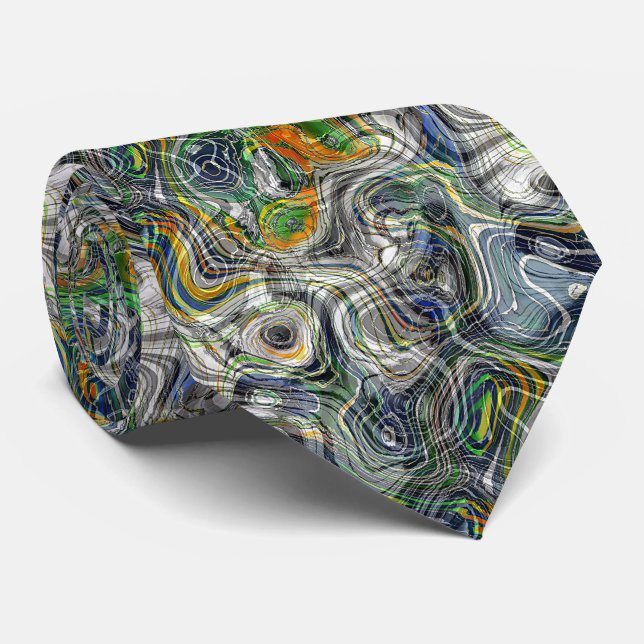 Funktionaler cooler Retro-Chic-Fraktal-Marmor-Stil Krawatte (Gerollt)