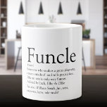 Funktionaler Cooler Spaß Onkel Modernes Schwarz un Jumbo-Tasse<br><div class="desc">Personalisieren Sie Ihre speziellen,  beliebten Onkel oder Funktionen,  um ein einzigartiges Geschenk zu schaffen. Eine perfekte Art,  ihm zu zeigen,  wie phantastisch er jeden Tag ist. Entwickelt von Thisisnotme©</div>