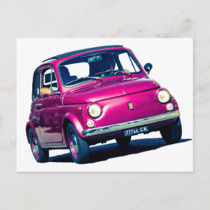 Funktionaler lila Fiat 500 Cinquecento in Italien Postkarte