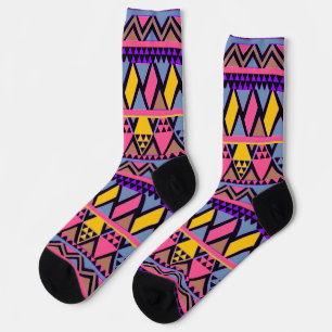 Funktionaler tribaler bunter Rosa- und Gelbton Socken