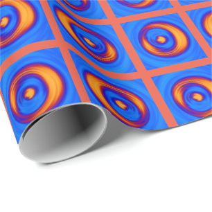 Funktionales Fröhliches Orange und Blaues Punktmus Geschenkpapier