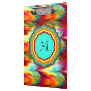 Funktionales, lebendiges Regenbogen-Monogramm Klemmbrett