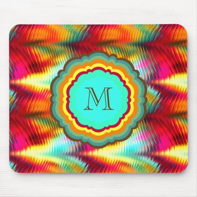Funktionales, lebendiges Regenbogen-Monogramm Mousepad (Vorne)