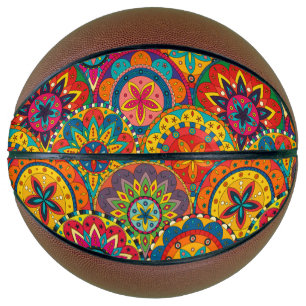 Funktionales Retro-farbenfrohes Mandala-Muster Basketball
