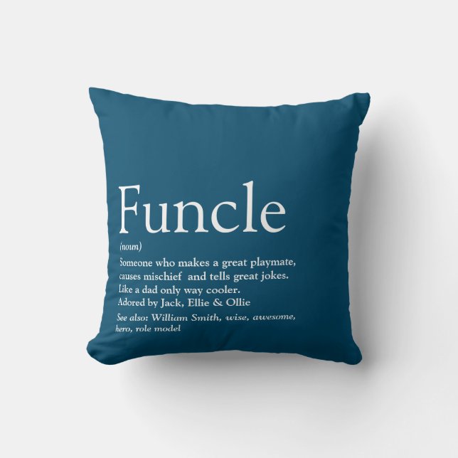 Funktionell, Onkel Definition Moderner Blauer Spaß Kissen (Vorderseite)