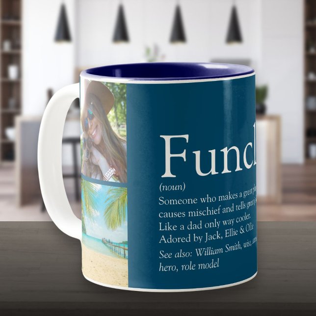 Funktionelle Coole Fotocollage für jeden Onkel Zweifarbige Tasse (Funcle Funny Cool Best Ever Uncle Photo Collage Two-Tone Coffee Mug)