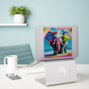 Funktionslustiger Regenbogen-Elefanten-Druck  Aufkleber