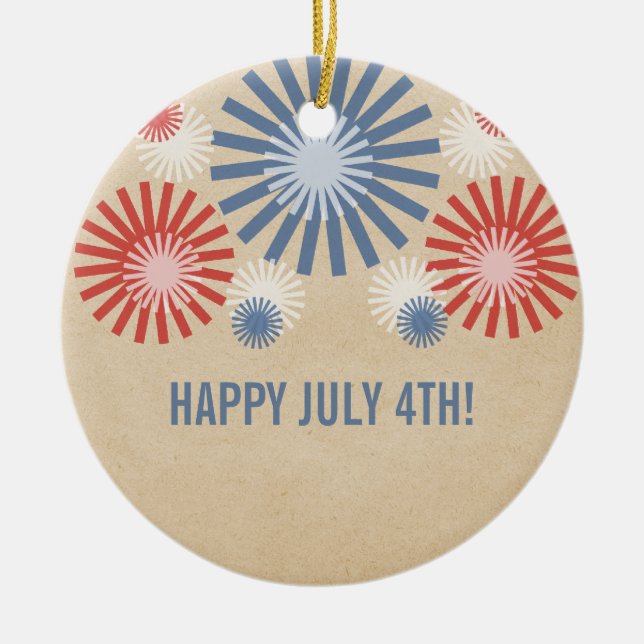 Funky 4. Juli Feuerwerk Ornament (Vorne)