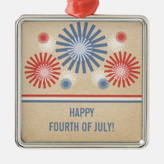 Funky 4. Juli Feuerwerke und Streifen Ornament Aus Metall