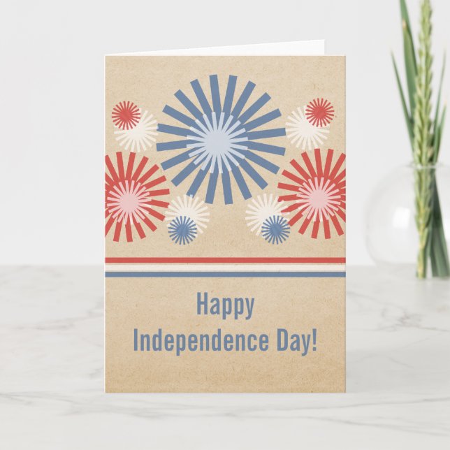 Funky 4. Juli Fireworks & Stripes Card Karte (Vorderseite)