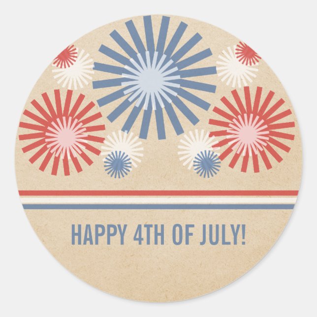 Funky 4. Juli Fireworks & Stripes Stickers (Vorderseite)