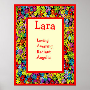 Funky 70er Blume Teenager Kinder Name Wall Art Pri Poster