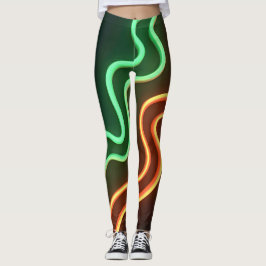 Funky 80er knistert in Neon grün und Orange Leggings