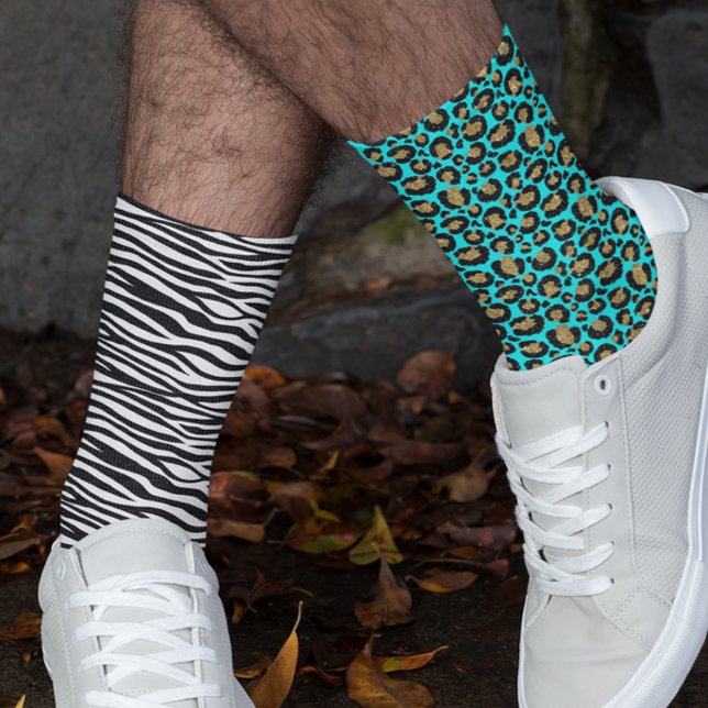 Funky 80er Leopard Zebra Pattern Socken (Von Creator hochgeladen)