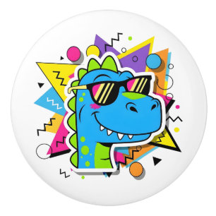 Funky 90er-Dinosaur mit Sonnenbrille Retro-Geometr Keramikknauf