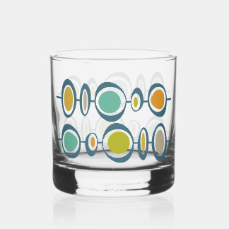 Funky Abstract Circles Green Blue Midcentury Whiskyglas