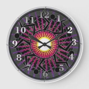 Funky Abstract Sun Rays Wall Clock Große Wanduhr