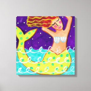 Funky Abstrakt Acrylic Mermaid Painting Leinwanddruck