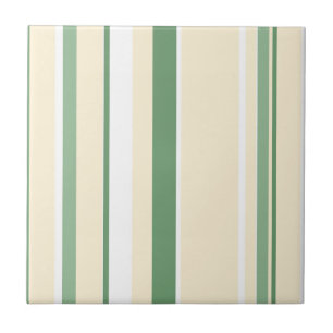 Funky Abstrakt Art Beige weiße grüne Linien Streif Fliese
