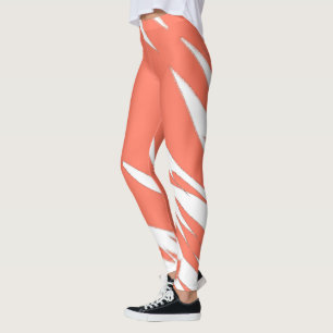 Funky Abstrakt Art Coral White Leggings