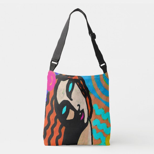 Funky Abstrakt Art Crossbody Tragetaschen Mit Langen Trägern (Vorderseite)