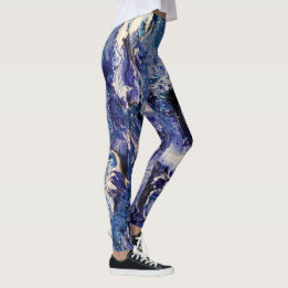 Funky Abstrakt Art Leggings - Blau & Weiß