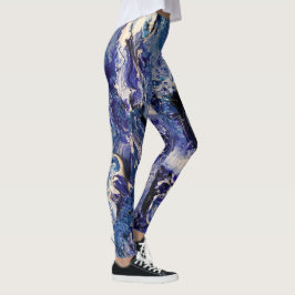 Funky Abstrakt Art Leggings - Blau & Weiß