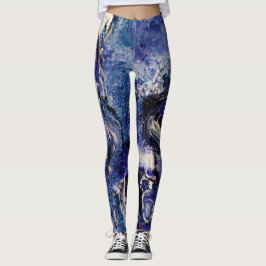 Funky Abstrakt Art Leggings - Blau & Weiß
