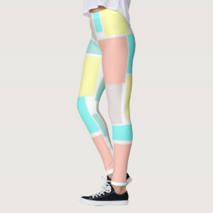 Funky Abstrakt Art Pastel Türkis Gelb Leggings