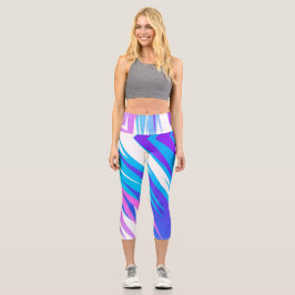 Funky Abstrakt Art Pastell Pink Lila Capri Leggings