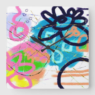 Funky Abstrakt Art Quadratische Wanduhr