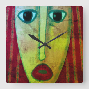 Funky Abstrakt Art Quadratische Wanduhr