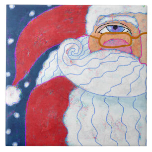 Funky Abstrakt Art Santa Claus Fliese