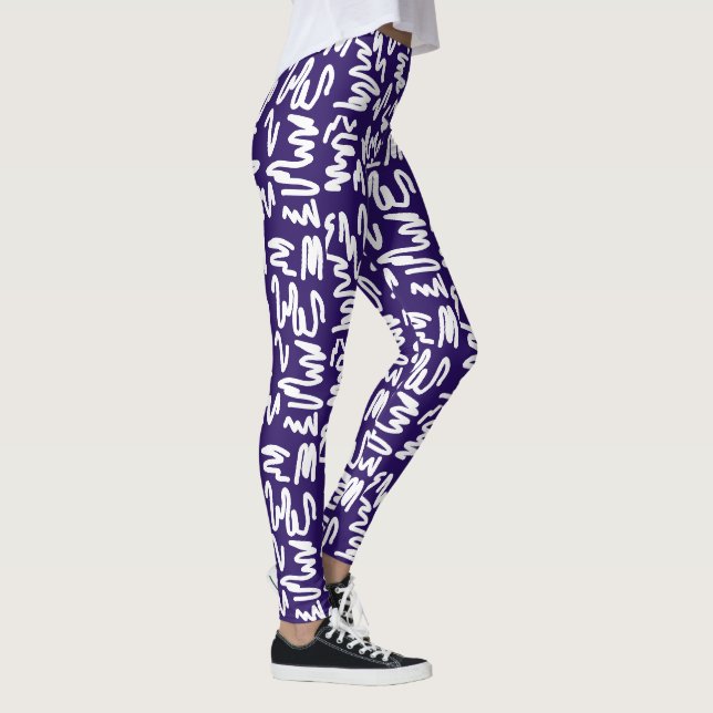 Funky Abstrakt Art White Blue Leggings (Rechts)