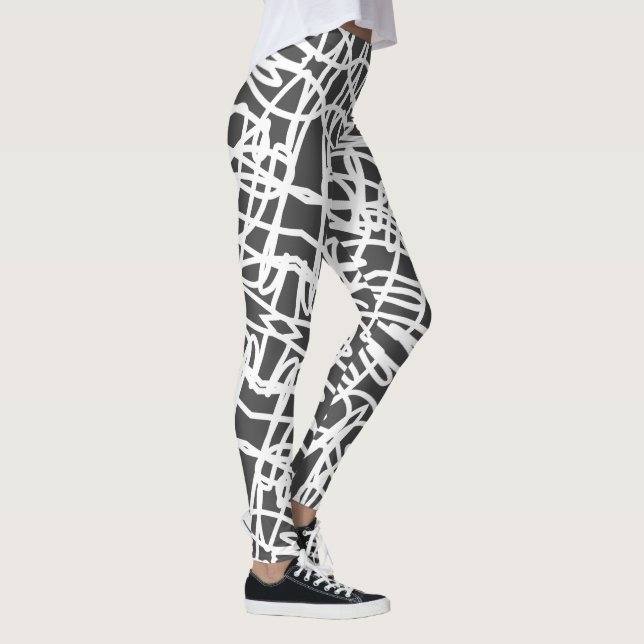Funky Abstrakt Art White Gray Leggings (Rechts)