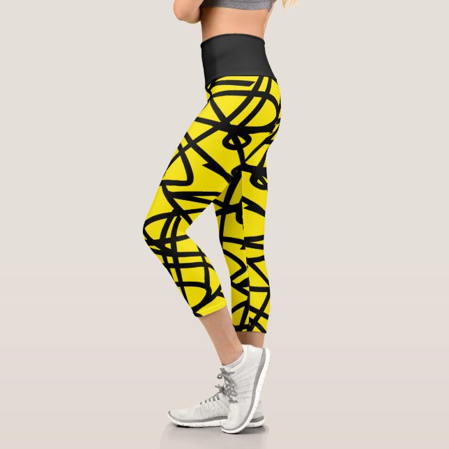 Funky Abstrakt Art Yellow Black Leggings (Links)