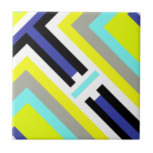 Funky Abstrakt Art Yellow Blue Pastel Thema Fliese