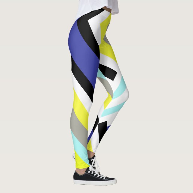 Funky Abstrakt Art Yellow Blue Pastel Thema Leggings (Rechts)