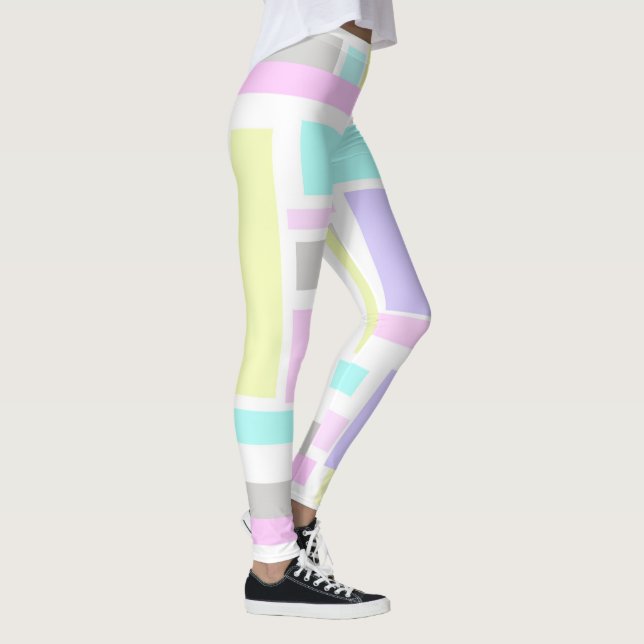 Funky Abstrakt Art Yellow Turquoise Pale Pasta Leggings (Rechts)