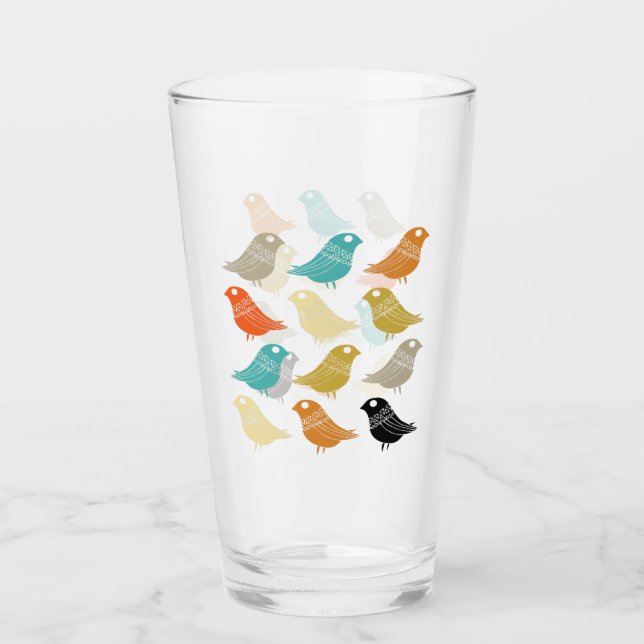Funky Abstrakt Birds Mitte Jahrhundert Moderne Glas (Vorderseite)
