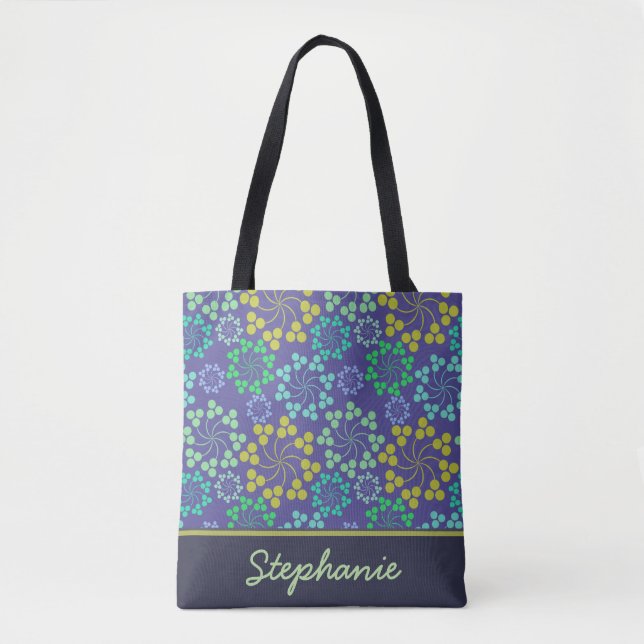 Funky Abstrakt Blue Floral Pattern Personalisiert (Vorderseite)