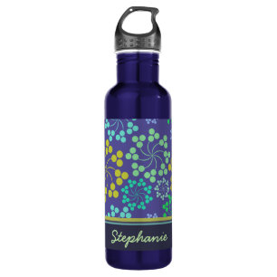 Funky Abstrakt Blue Floral Pattern Personalisiert Edelstahlflasche