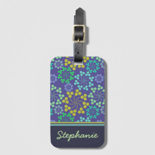 Funky Abstrakt Blue Floral Pattern Personalisiert Gepäckanhänger