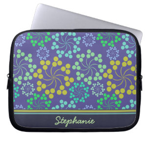 Funky Abstrakt Blue Floral Pattern Personalisiert Laptopschutzhülle