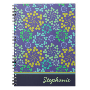 Funky Abstrakt Blue Floral Pattern Personalisiert Notizblock