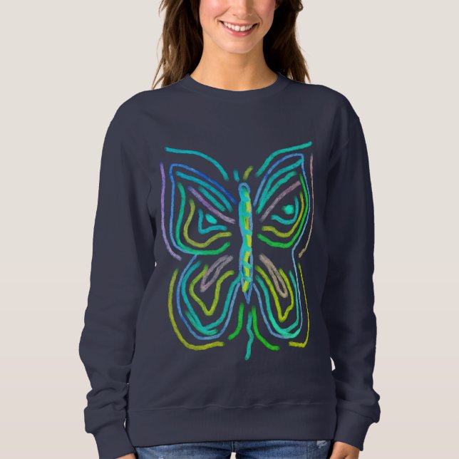 Funky Abstrakt Butterfly Art to Wear Sweatshirt (Vorderseite)