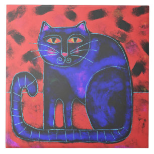 Funky Abstrakt Cat Painting Fliese