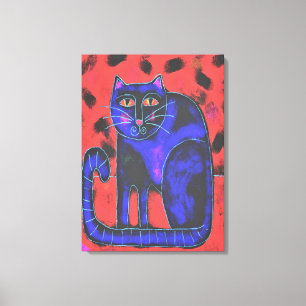 Funky Abstrakt Cat Painting Leinwanddruck