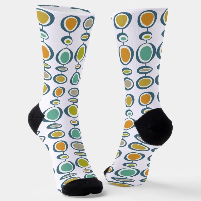 Funky Abstrakt Circles Mid Century Retro Socken (Gewinkelt)